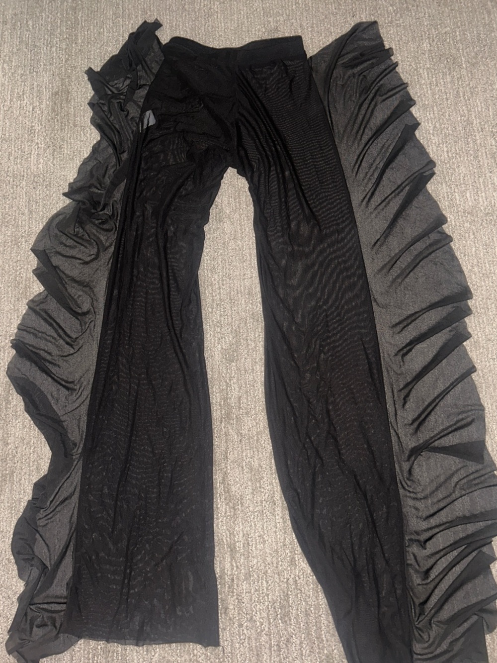 Black Ruffle-Trim Womens Leggings